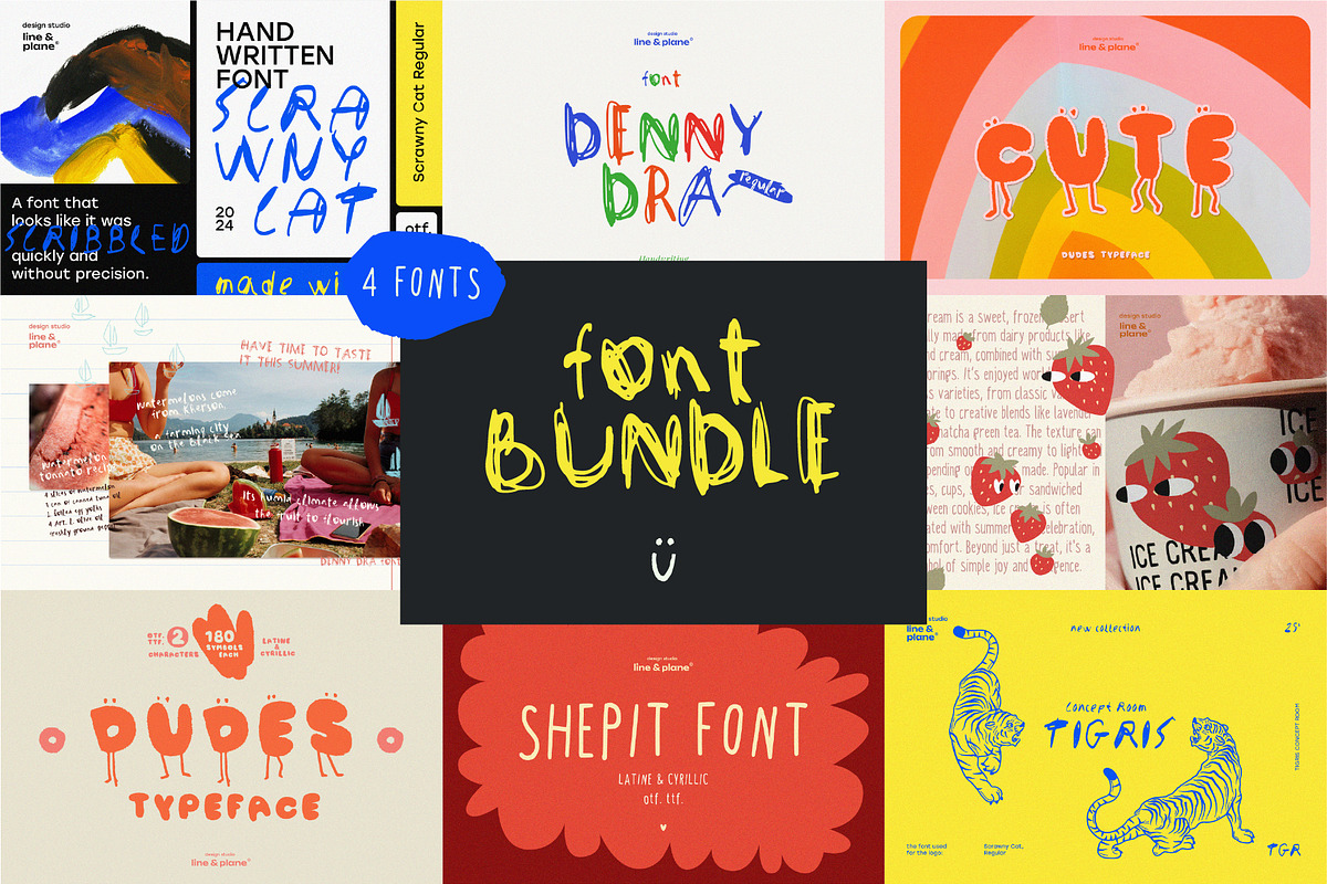 Font Bundle 50%Off-Latine & Cyrillic, a Handwritten Font by line & plane (Photo 1 of 6)