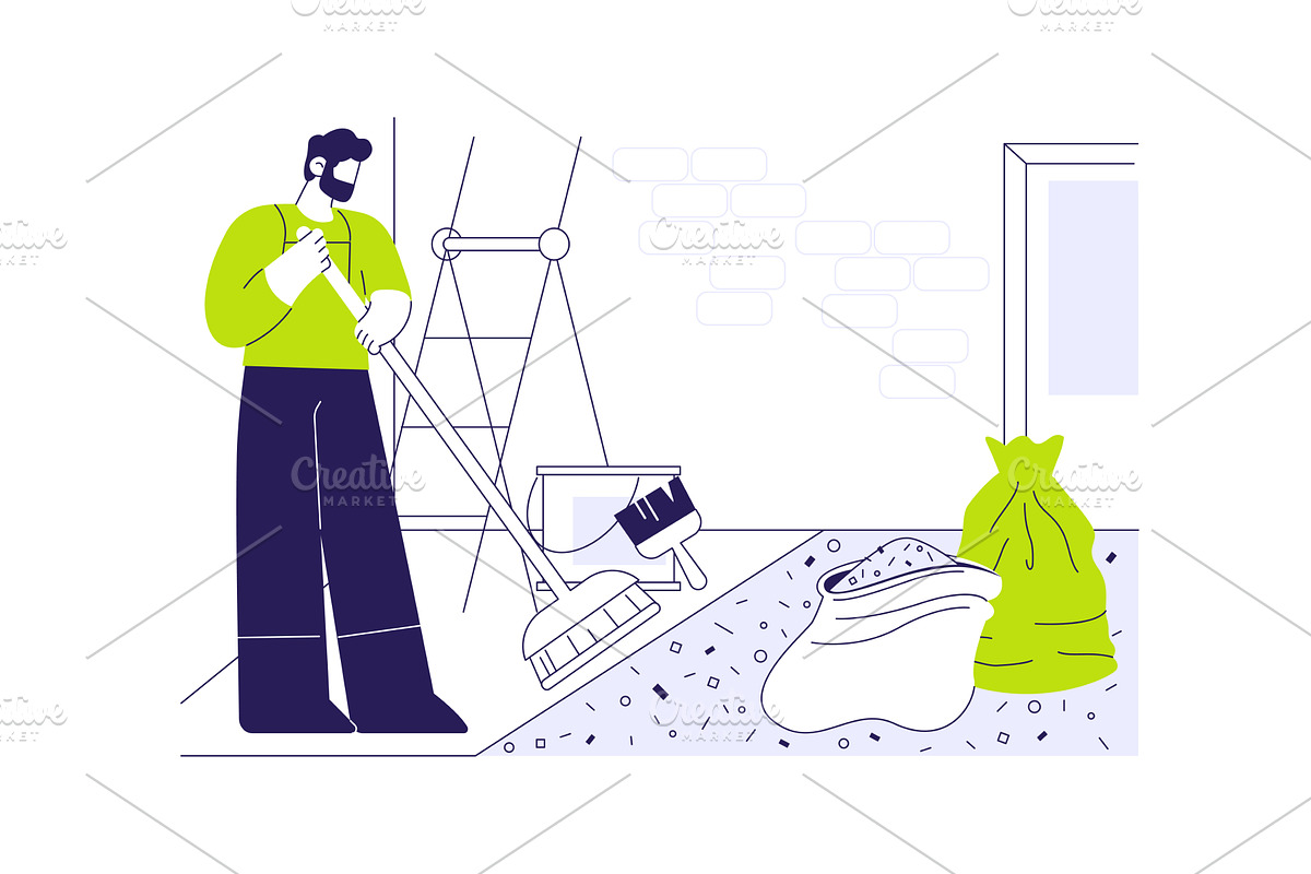 Post-construction cleanup abstract, an Object Illustration by Visual Generation