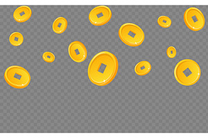 Golden Chinese coins with square, a Finance Illustration by Vectorbuum