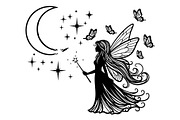 Fairy Moon Butterfly Silhouette, an Object Illustration by Gaye Art (Thumbnail 11 of 31)