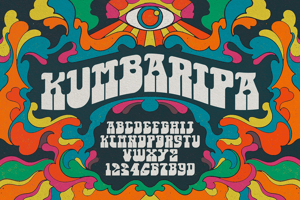 Kumbaripa psychedelic font, a Font by Wobblesaint (Photo 1 of 2)