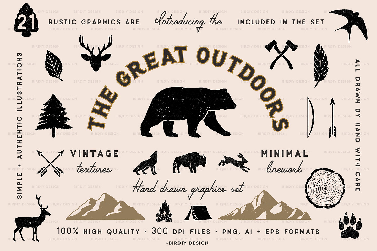 Rustic Nature Icons & Illustrations, an Icon by BirDIY Design