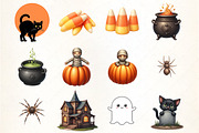 Retro Halloween Clipart Bundle, an Illustration by CrexoraLab (Thumbnail 1 of 5)
