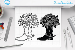 Cowboy Boots With Flowers SVG.