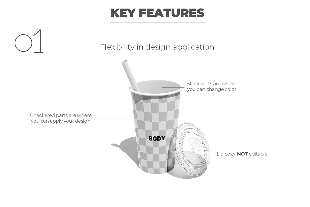 Paper Cup With Straw and Lid Mockup, a Packaging Mockup by Sheikhadesign (Photo 2 of 11)