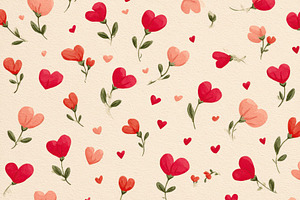 Floral pattern with hearts on beige background, an Abstract Photo by AlyaAnd