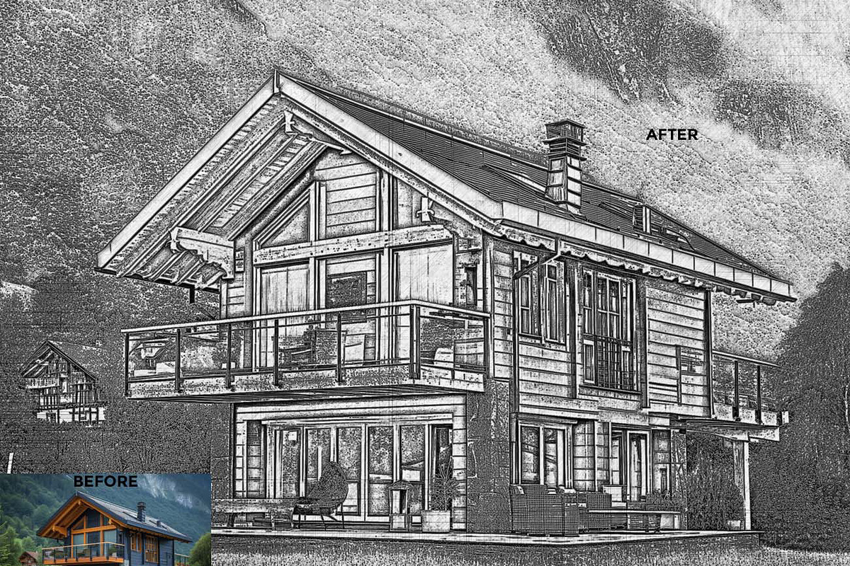 Architectural Pencil Sketch Pro, an Action Add-On by Studio Retouch (Photo 6 of 11)