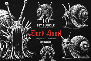 10 Bundle Dark Art Snail Mollusk, an Illustration by Morspective