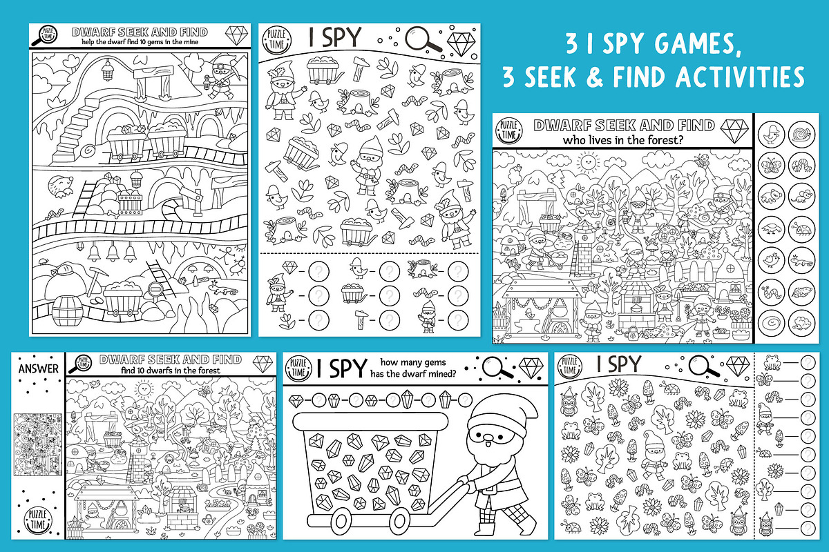 Dwarf coloring games and activities, an Education Illustration by Lexi Claus (Photo 6 of 16)