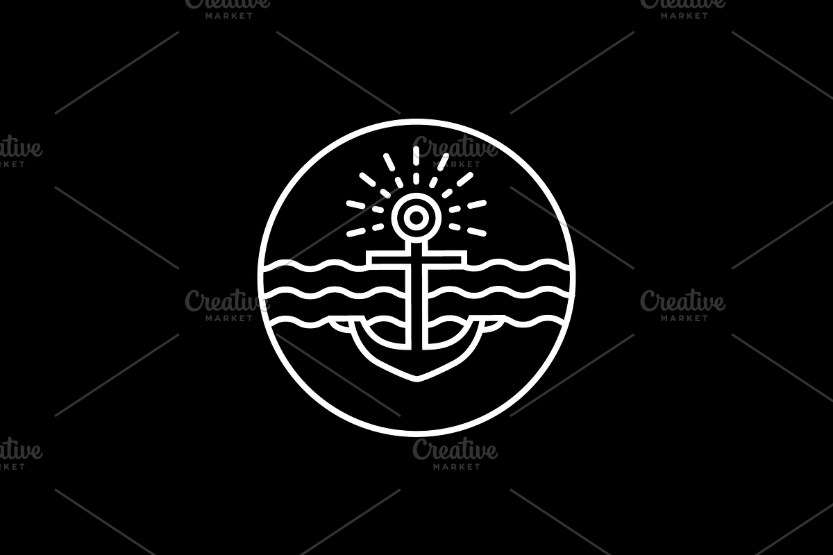 anchor line simple ocean logo design, a Branding & Logo Template by devastd