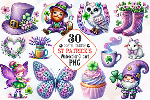 Pastel Purple St Patrick's Clipart, an Illustration by RobertsArt