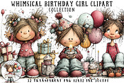 Whimsical Birthday Girl Clipart, an Illustration by OK Design (Thumbnail 1 of 6)