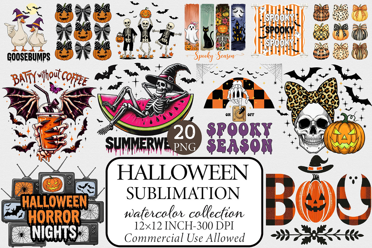 Halloween Sublimation Designs Bundle, an Illustration by Libby Wishes (Photo 1 of 20)