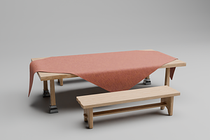 3D Medieval Wooden Banquet Table, a Furniture 3D Model by Dudukbersama