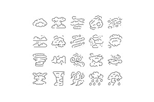 Clouds and weather conditions line, an Object Illustration by pikepicture