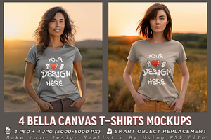 4 PSD Bella Canvas T-shirt Mockup