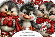 Cute Baby Duck Valentine Clipart, an Illustration by SinaCreation (Thumbnail 1 of 11)