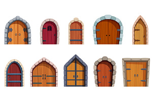 Cartoon castle doors. Medieval, an Object Illustration by Valerie Bodnar