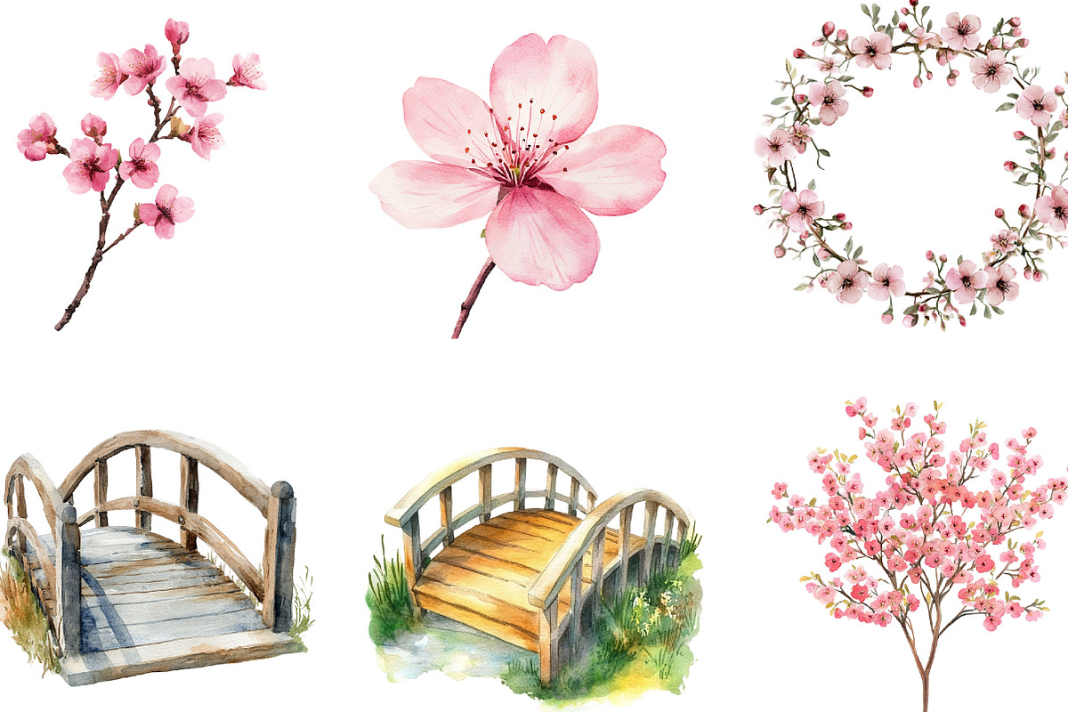 Watercolor Japanese Summer Clipart, an Illustration by Designking (Photo 4 of 5)