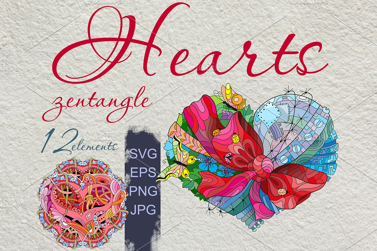 Hearts zentangle 2, a Decorative Illustration by Watercolor fantasy (Photo 1 of 8)