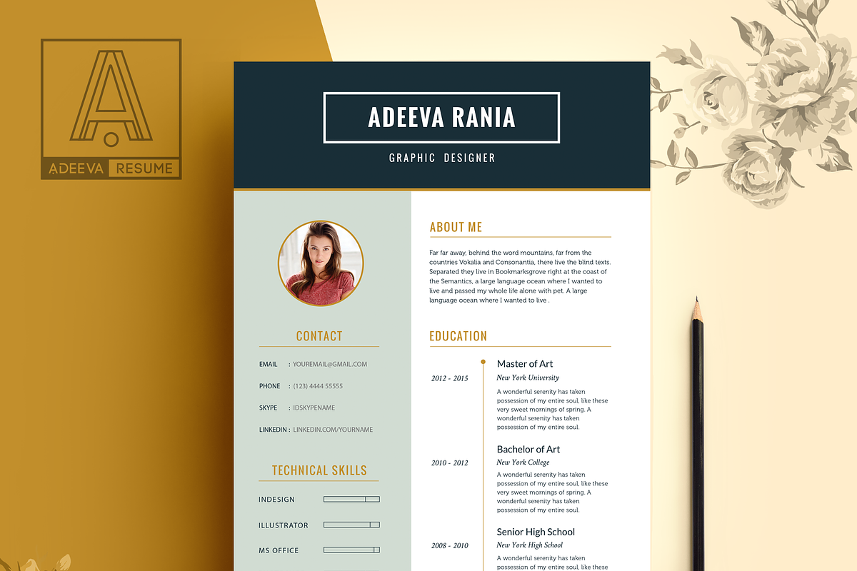 Professional Resume Template Rania, a Resume Template by AdeevaResume (Photo 3 of 5)
