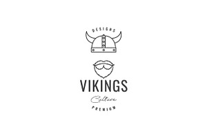 Cool Viking Head Line Logo Vector I