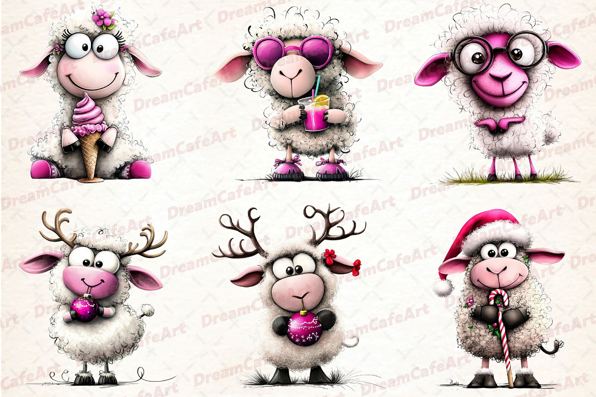 Quirky Sheep Clipart, an Illustration by DreamCafeArt (Photo 7 of 8)