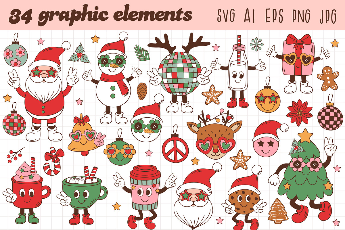 Groovy Christmas collection, an Object Illustration by NataKa (Photo 2 of 11)