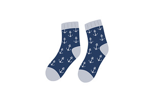 Socks with anchor drawing sock icon, an Object Illustration by Nadzin