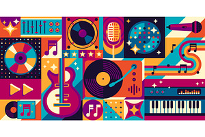 Music geometric shapes, a Decorative Illustration by Vector Tradition