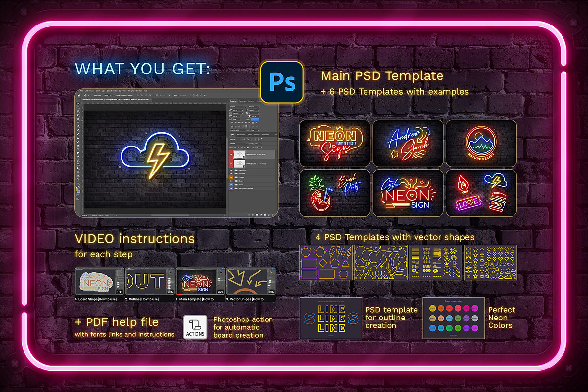 Neon Sign Ultimate Builder, a Design Template by Andrew Skoch Design