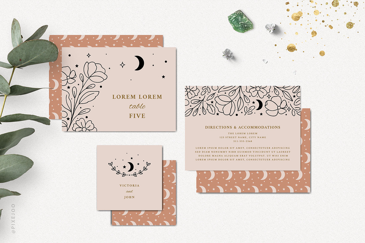 Rustic Boho Wedding Suite, a Stationery Template by Pixejoo (Photo 2 of 7)