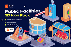 Public Facilities - Premium 3D Icon, an Environmental 3D Model by orenjidesign