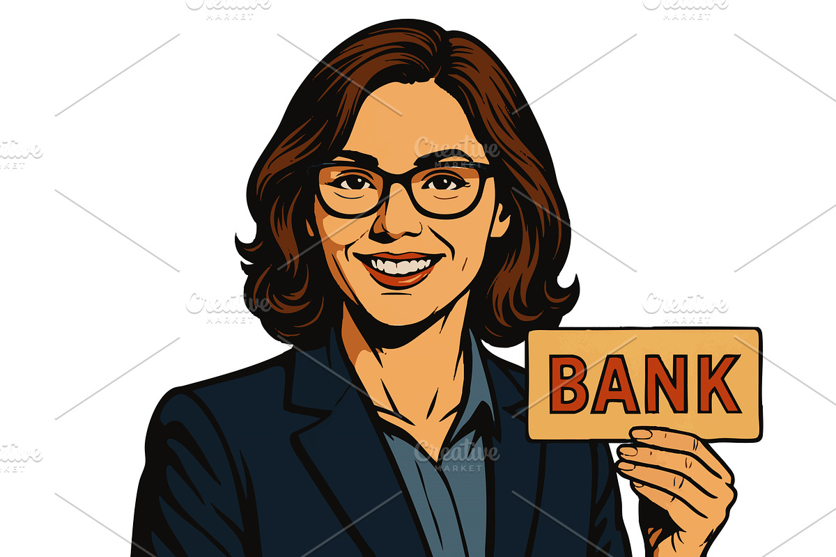 Female banker vector illustration, a Person Illustration by AlexArt
