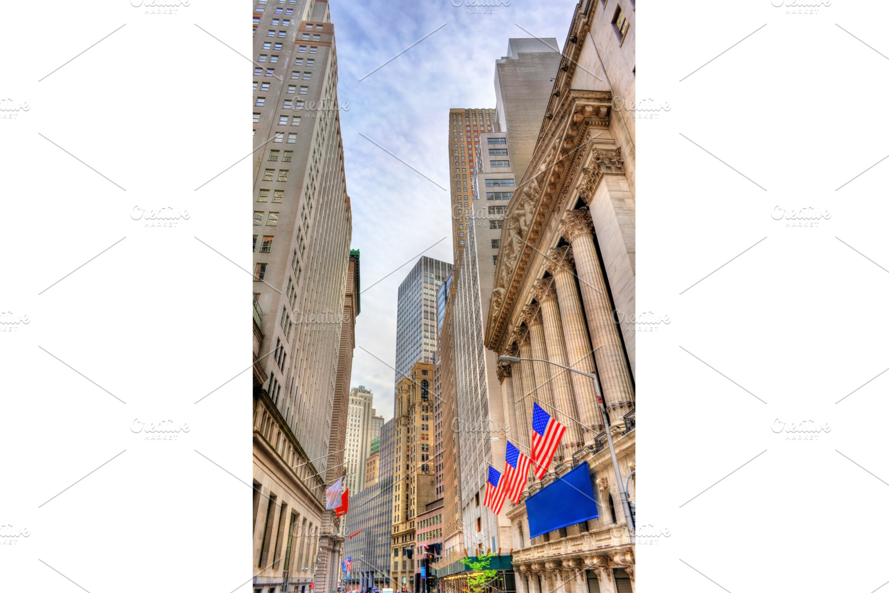 Buildings on Wall Street in Manhattan, New York City, an Architecture Photo by Leonid Andronov