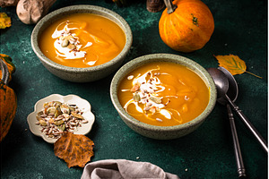 Vegetarian autumn pumpkin cream soup, a Food & Drink Photo by Yulia Furman