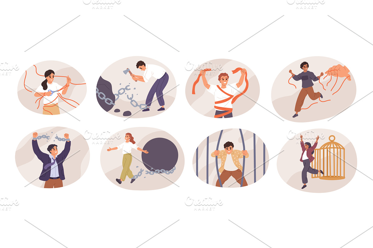 People breaking ties. Men and women, a Person Illustration by YummyBuum