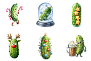 Christmas Kawaii Pickles Clipart, an Illustration by DreamArtGraphic (Thumbnail 4 of 4)