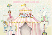 Watercolor Circus Clipart Images, an Illustration by Whimseez (Thumbnail 2 of 4)