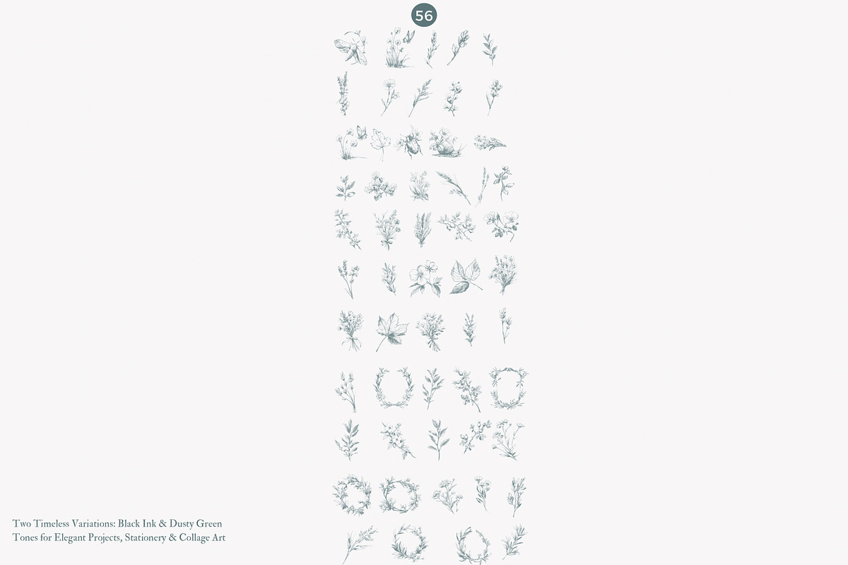 vintage clipart ink illustration set, a Decorative Illustration by Patishop Art (Photo 9 of 9)