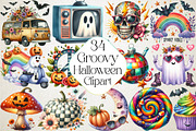 Groovy Halloween Clipart, an Illustration by DreamPrint404 (Thumbnail 1 of 5)