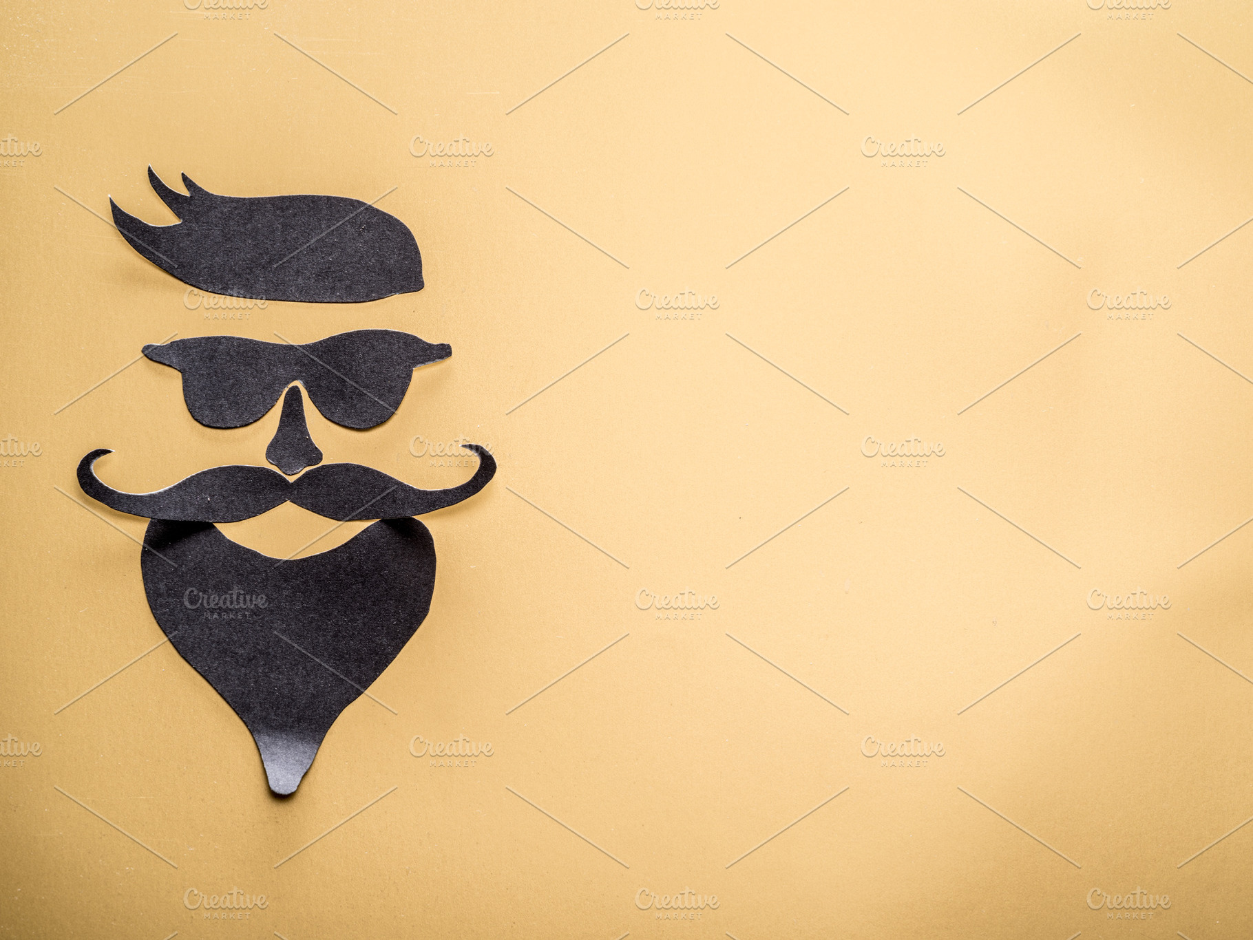 Hipster's definicial facial look cut from paper., a Background Photo by Volff