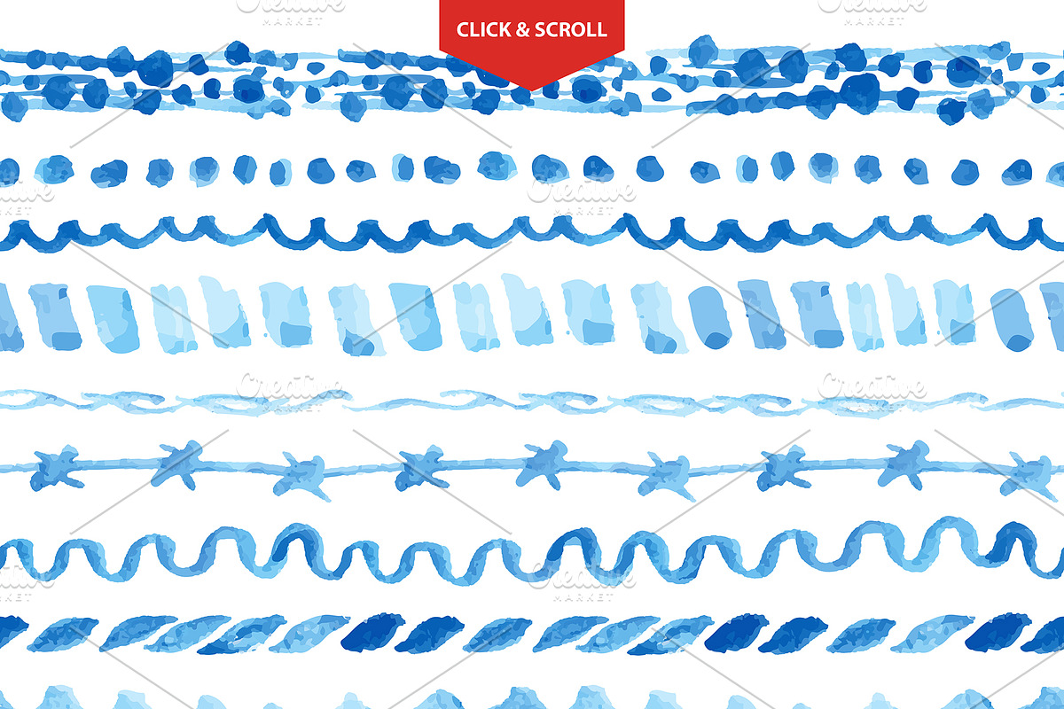 Watercolor VECTOR pattern brushes, a Brush Add-On by Tatianakost49 (Photo 2 of 9)