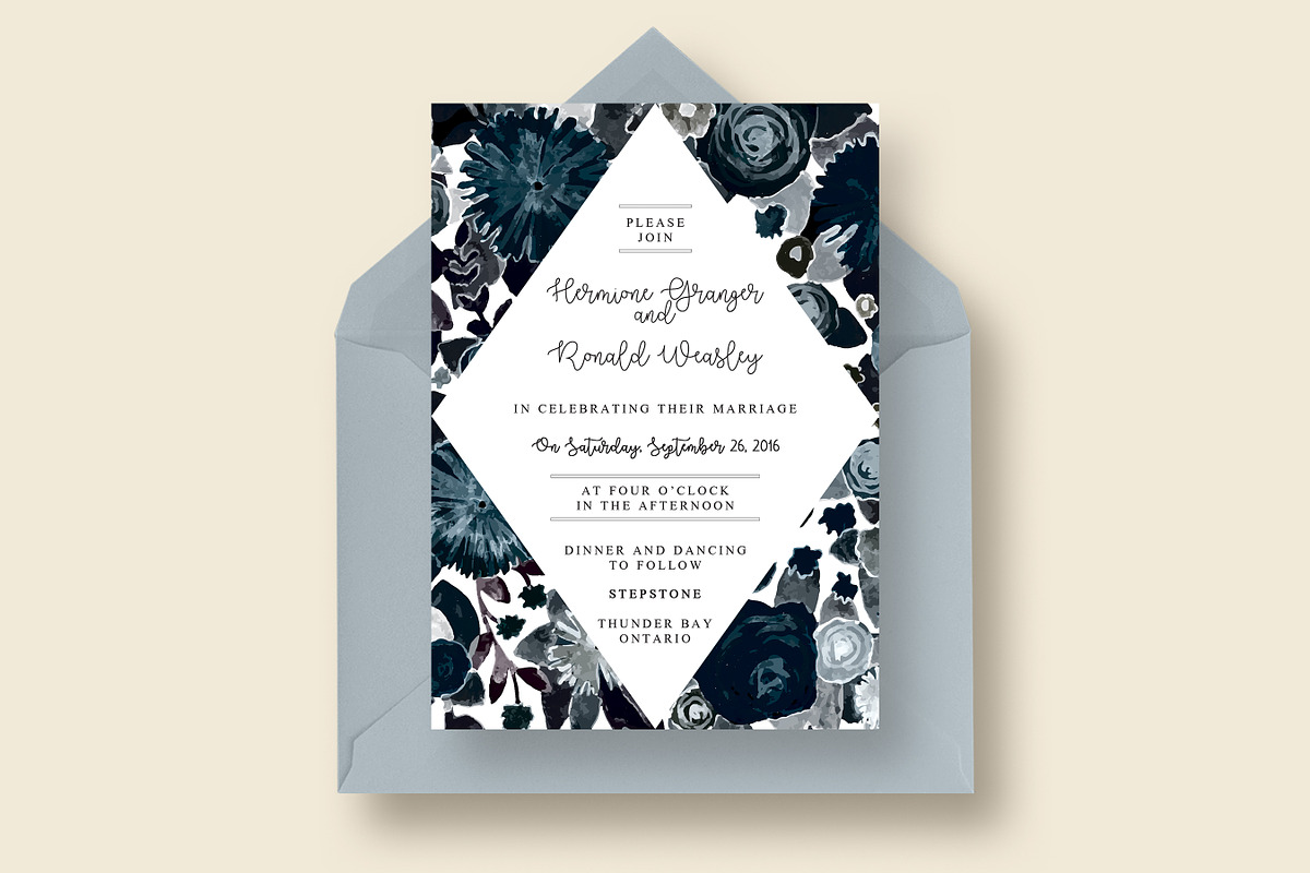 Stylish & Dark Floral Wedding Suite, an Invitation Template by Knotted Design (Photo 2 of 5)