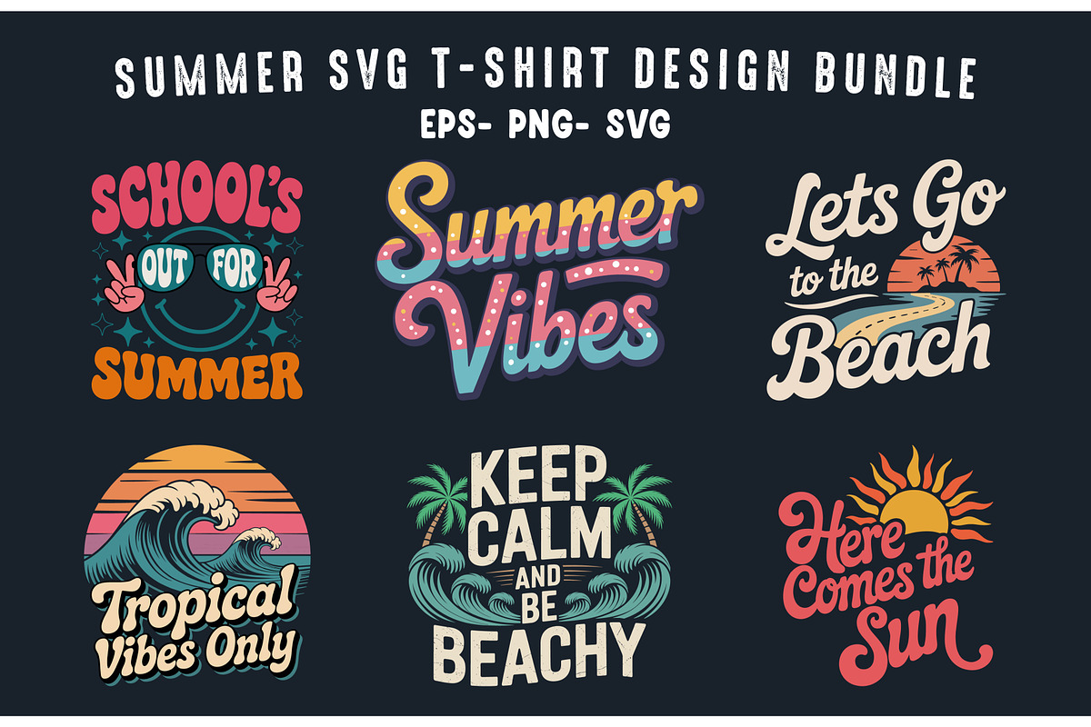 Summer SVG Clipart T-Shirt Design, a Seasonal Illustration by Gfx Expert Team (Photo 1 of 3)