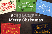 5 Merry Christmas Cards & Lettering, a Card Template by Anne Elster Design (Thumbnail 1 of 3)