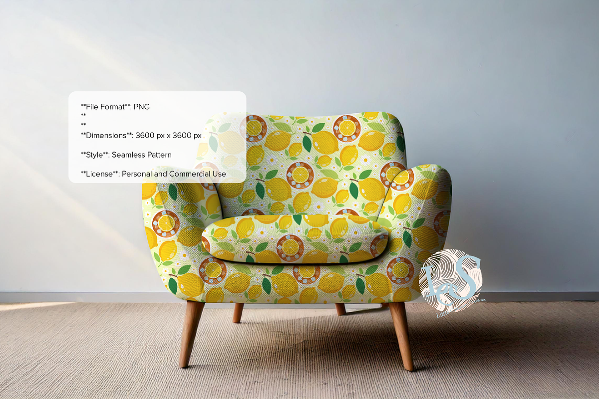 Summer Lemon and Ice Tea Pattern, a Pattern Graphic by Little Creative Scribbles (Photo 6 of 6)