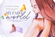 Hand-Painted My Fairy World Clipart, a Person Illustration by ArtCreationsDesign (Thumbnail 8 of 15)