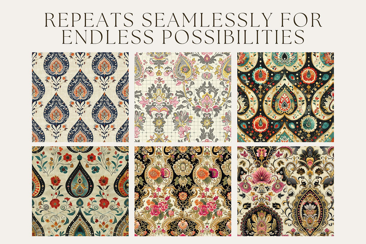 10 Persian Flurry Seamless Patterns, a Pattern Graphic by Inknfolly