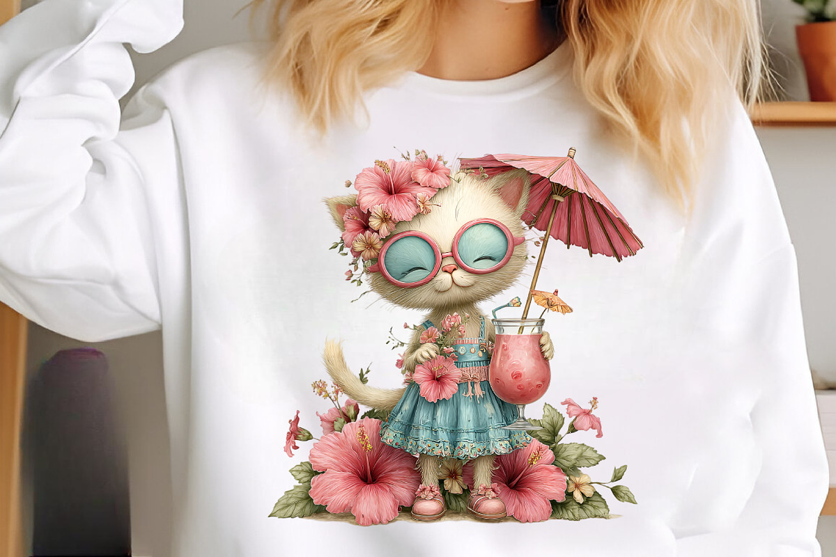 Whimsical Summer Cats Clipart, an Illustration by SinaCreation (Photo 6 of 9)